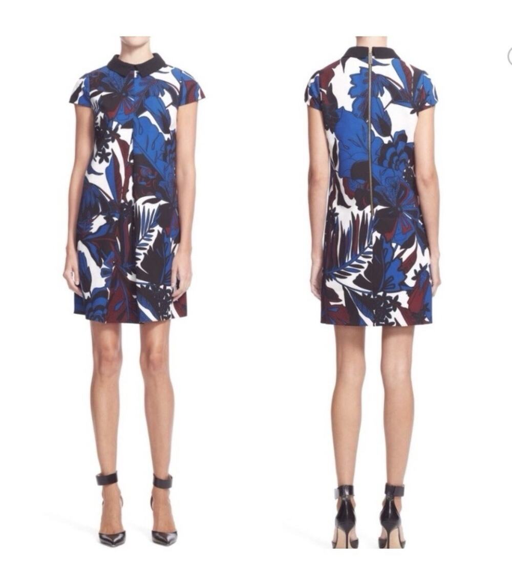 Ted Baker Avanna Floral Tropical Leaf High Neck MOD Dress Size 2 US 6 Retro U23